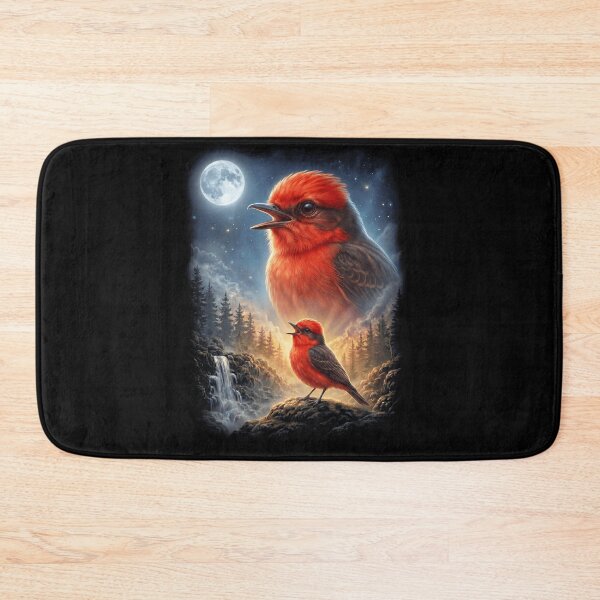 Item preview, Funny Vermilion Flycatcher Howling Moon Art Bird Lover Birding designed and sold by DoodleTortle.
