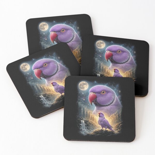 Item preview, Funny Violet Indian Ringneck Howling Moon Art Parrot Lover designed and sold by DoodleTortle.