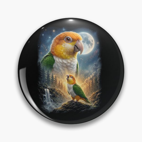 Item preview, Funny White Bellied Caique Howling Moon Art Parrot Lover designed and sold by DoodleTortle.