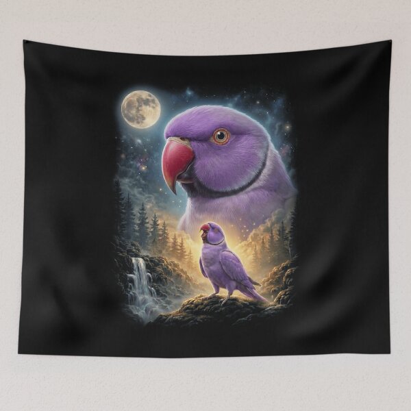 Item preview, Funny Violet Indian Ringneck Howling Moon Art Parrot Lover designed and sold by DoodleTortle.