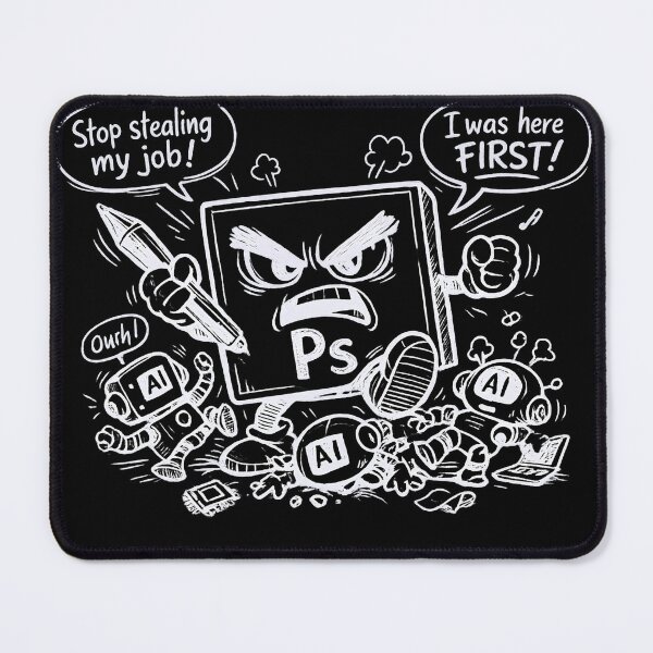 Item preview, Angry Photoshop vs AI – Funny Designer Doodle T-Shirt | Creative War Illustration designed and sold by XxZainStylexX.