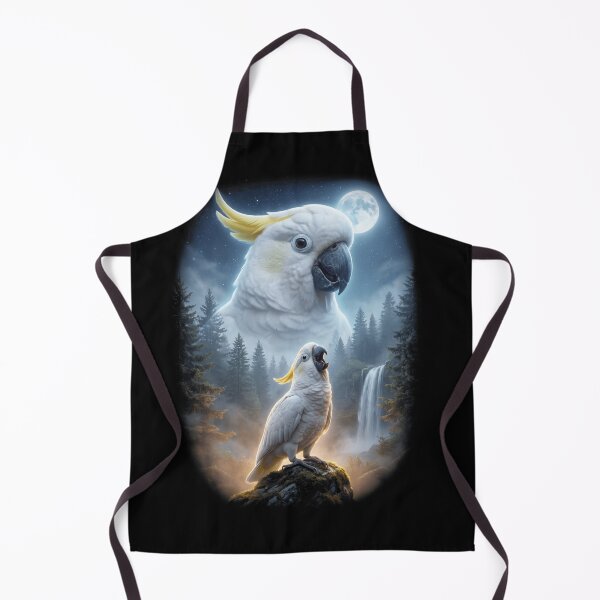 Item preview, Funny White Umbrella Cockatoo Howling Moon Art Parrot Lover designed and sold by DoodleTortle.