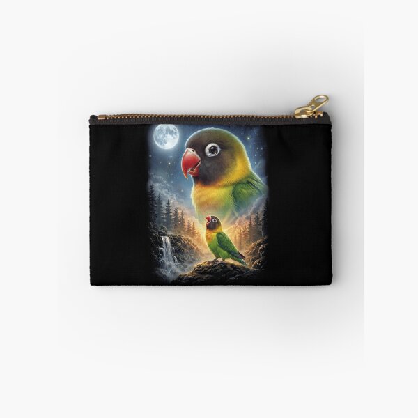 Item preview, Funny Yellow collared Lovebird Howling Moon Art Parrot Lover designed and sold by DoodleTortle.