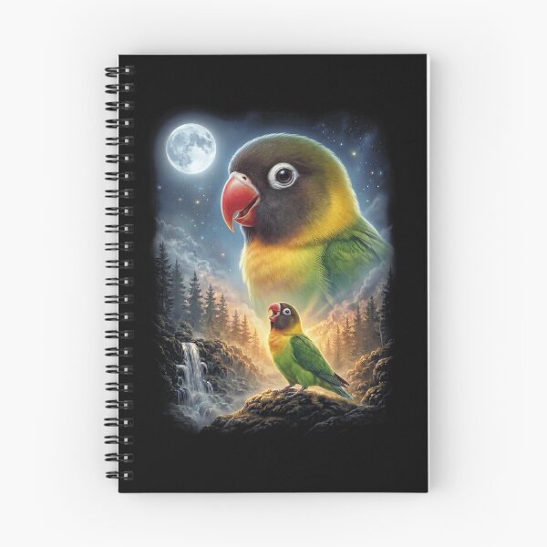 Item preview, Funny Yellow collared Lovebird Howling Moon Art Parrot Lover designed and sold by DoodleTortle.