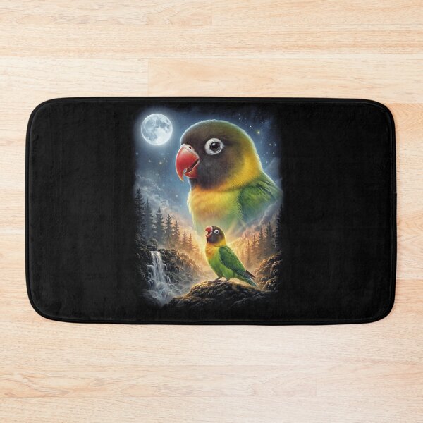 Item preview, Funny Yellow collared Lovebird Howling Moon Art Parrot Lover designed and sold by DoodleTortle.