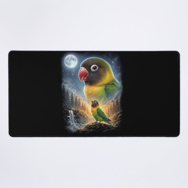 Item preview, Funny Yellow collared Lovebird Howling Moon Art Parrot Lover designed and sold by DoodleTortle.