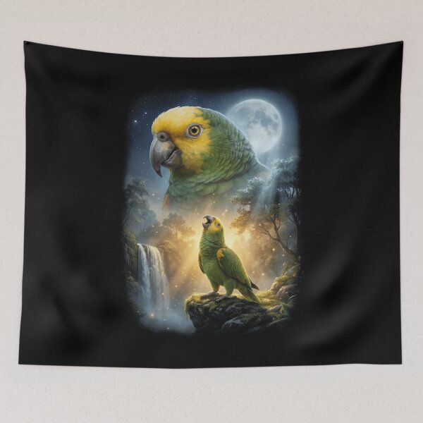 Item preview, Funny Yellow Headed Howling Moon Art Parrot Lover designed and sold by DoodleTortle.