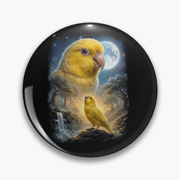 Item preview, Funny Yellow Parrotlet Howling Moon Art Parrot Lover designed and sold by DoodleTortle.