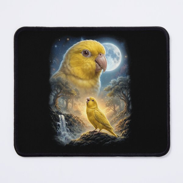 Item preview, Funny Yellow Parrotlet Howling Moon Art Parrot Lover designed and sold by DoodleTortle.
