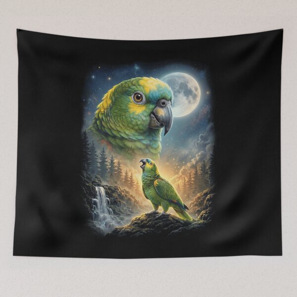 Item preview, Funny Yellow Naped Amazon Howling Moon Art Parrot Lover designed and sold by DoodleTortle.