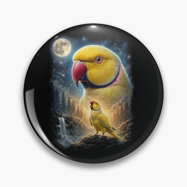 Item preview, Funny Yellow Ringneck Parakeet Howling Moon Art Parrot Lover designed and sold by DoodleTortle.