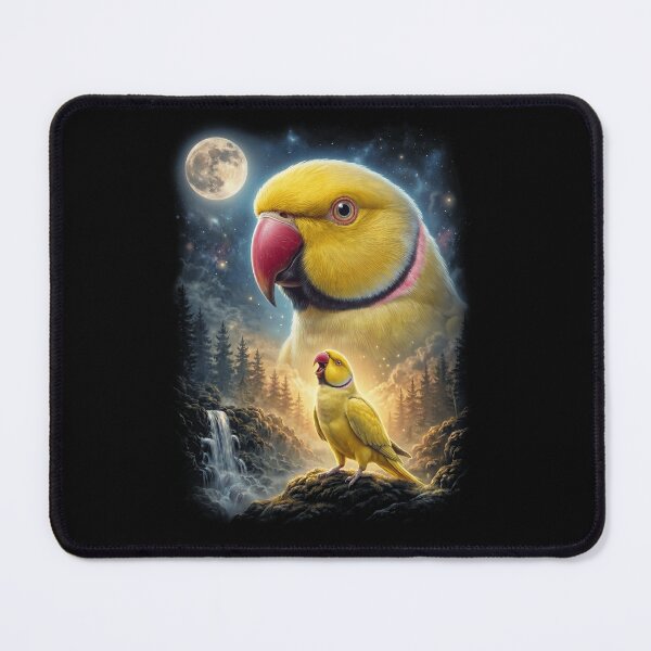 Item preview, Funny Yellow Ringneck Parakeet Howling Moon Art Parrot Lover designed and sold by DoodleTortle.