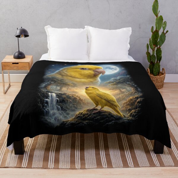 Item preview, Funny Yellow Parrotlet Howling Moon Art Parrot Lover designed and sold by DoodleTortle.