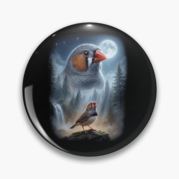 Item preview, Funny Zebra Finch Howling Moon Art Bird Lover Birding designed and sold by DoodleTortle.