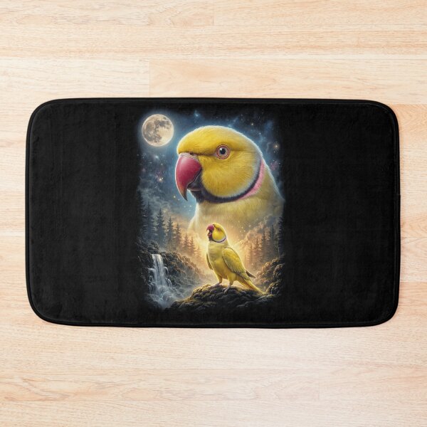 Item preview, Funny Yellow Ringneck Parakeet Howling Moon Art Parrot Lover designed and sold by DoodleTortle.