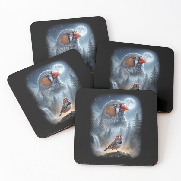 Item preview, Funny Zebra Finch Howling Moon Art Bird Lover Birding designed and sold by DoodleTortle.