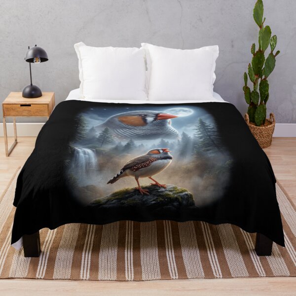 Item preview, Funny Zebra Finch Howling Moon Art Bird Lover Birding designed and sold by DoodleTortle.