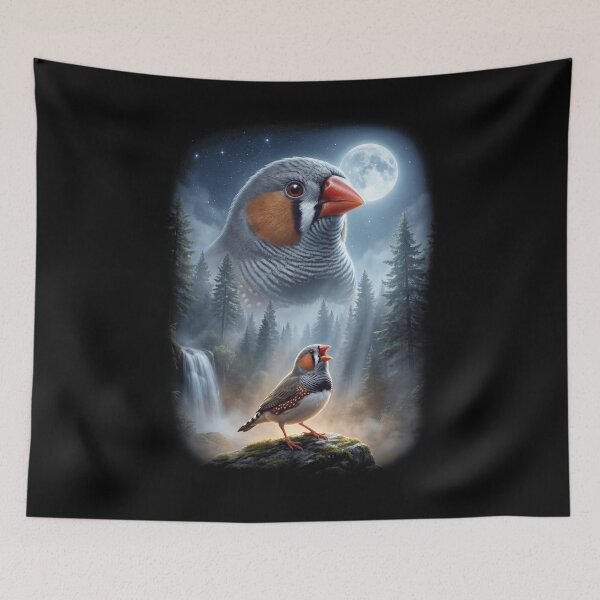 Item preview, Funny Zebra Finch Howling Moon Art Bird Lover Birding designed and sold by DoodleTortle.
