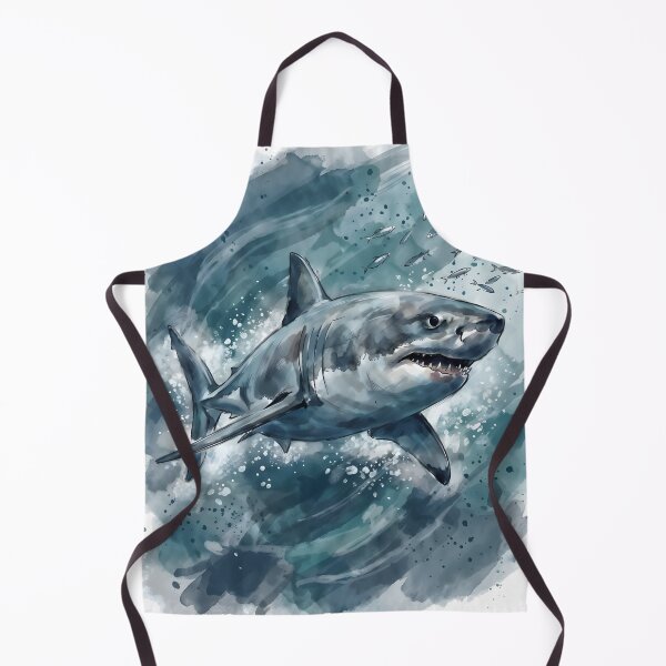 Item preview, Great White Shark Ocean Blue Watercolor Illustration designed and sold by RubisLeaf.