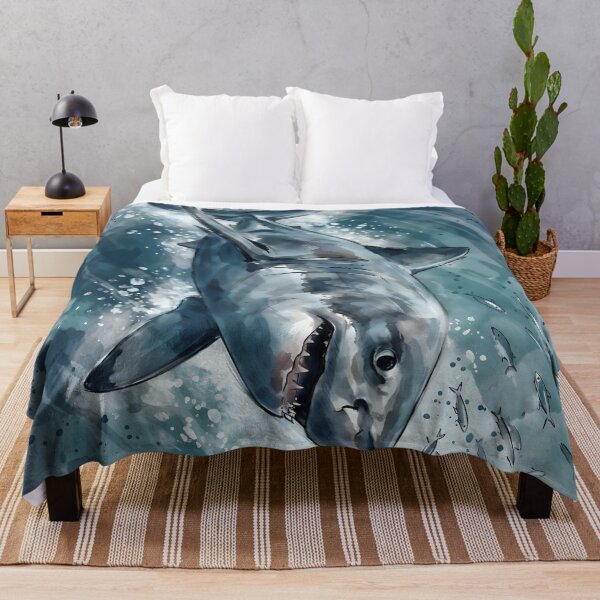 Item preview, Great White Shark Ocean Blue Watercolor Illustration designed and sold by RubisLeaf.