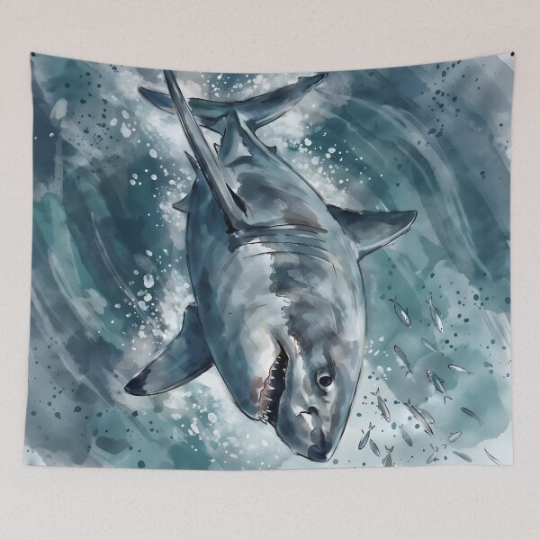 Item preview, Great White Shark Ocean Blue Watercolor Illustration designed and sold by RubisLeaf.