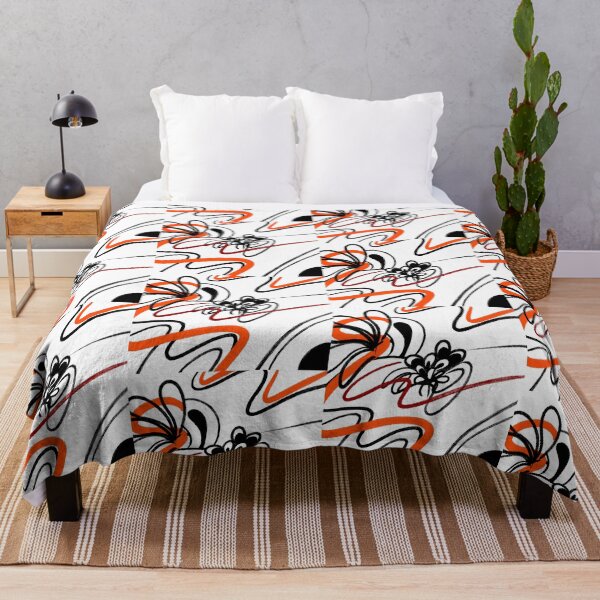 Item preview, Bold Abstract Floral Scribble – Black Orange Retro Flower Line Art designed and sold by Moon-Petal.
