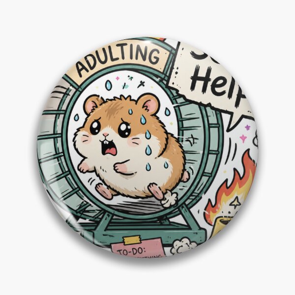 Item preview, Adulting Hamster Wheel Send Help Funny Chibi Sticker designed and sold by StickyLore.