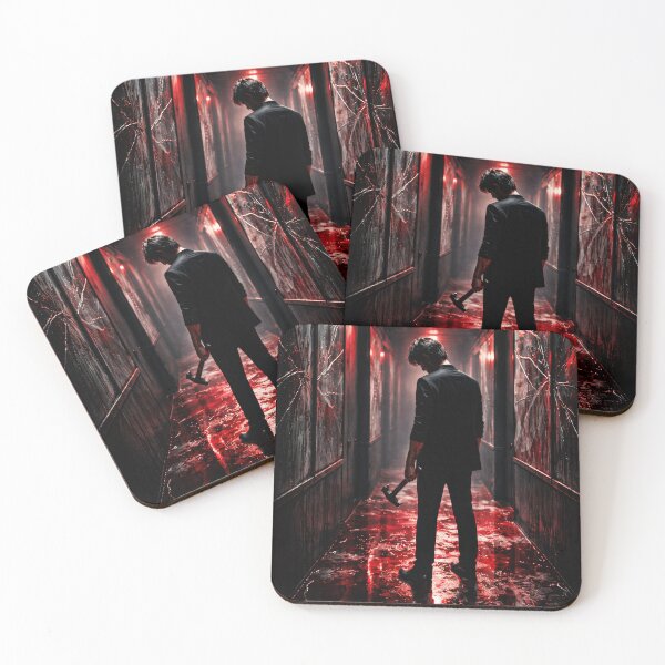 Item preview, Man Hammer Bloody Red Corridor Dark Korean Film Poster designed and sold by Cine8.