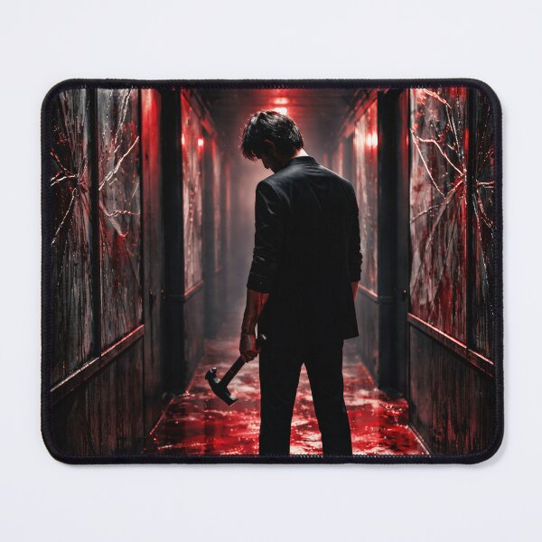 Item preview, Man Hammer Bloody Red Corridor Dark Korean Film Poster designed and sold by Cine8.