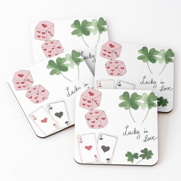 Item preview, Lucky in Love Collage – Clover, Dice & Game Cards  Romantic Luck Design designed and sold by LLilyArt.
