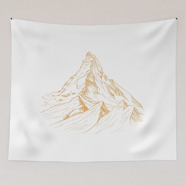 Item preview, Majestic Mountain Peak Orange Minimalist Line Art Adventure Design designed and sold by DesignArtist.ia.