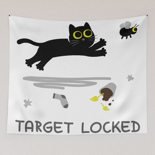 Item preview, Target Locked - Funny Black Cat Chasing a Fly designed and sold by fishdesigns.