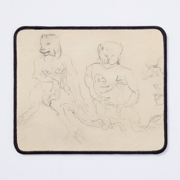 Item preview, Croquis Charge by Henri de Toulouse-Lautrec Surreal Creature Sketch Fine Art Print designed and sold by artofuniverse.
