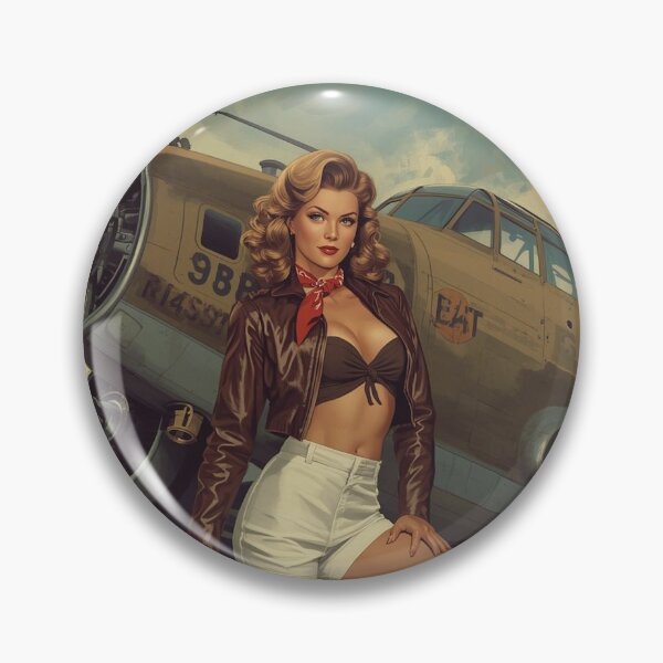 Item preview, Vintage WWII Retro Pin-Up Girl and Aircraft - Classic Aviation Art designed and sold by MissSaylor.