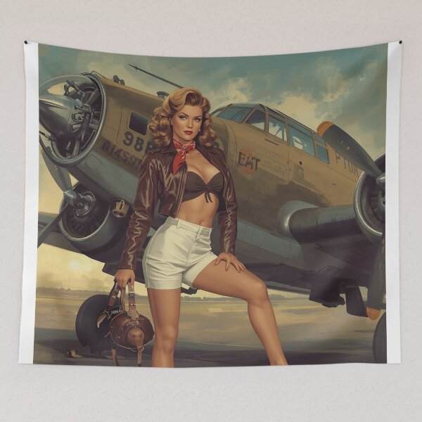 Item preview, Vintage WWII Retro Pin-Up Girl and Aircraft - Classic Aviation Art designed and sold by MissSaylor.