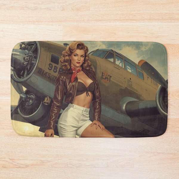 Item preview, Vintage WWII Retro Pin-Up Girl and Aircraft - Classic Aviation Art designed and sold by MissSaylor.