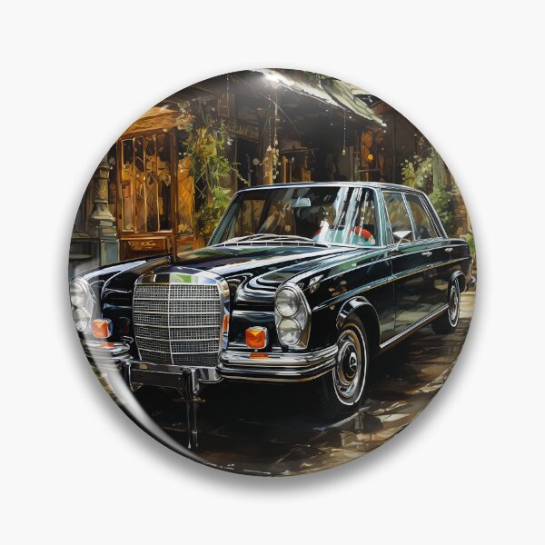 Item preview, Vintage Black Luxury Car In Charming Old Street designed and sold by RevUpDesign.
