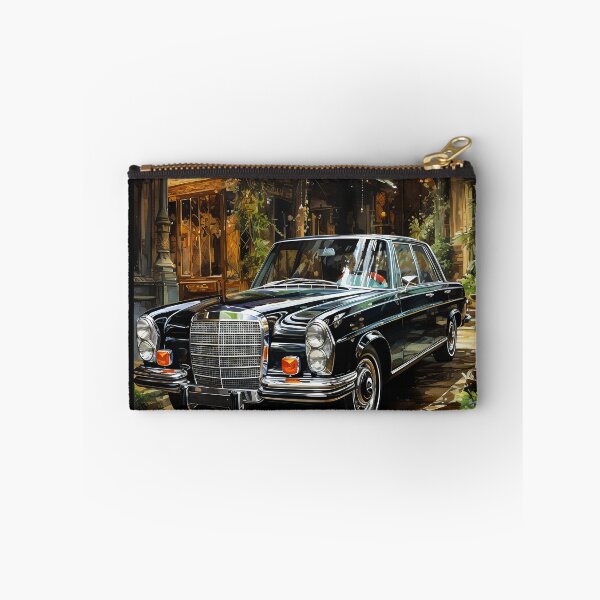 Item preview, Vintage Black Luxury Car In Charming Old Street designed and sold by RevUpDesign.