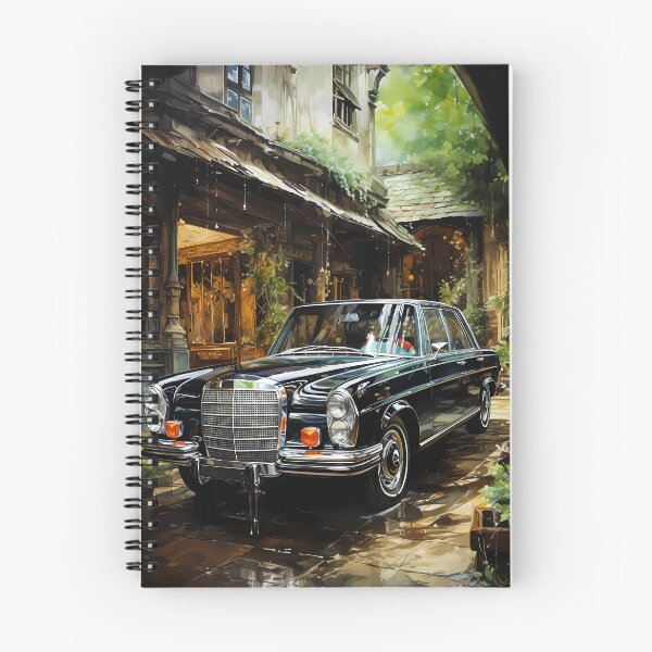 Item preview, Vintage Black Luxury Car In Charming Old Street designed and sold by RevUpDesign.