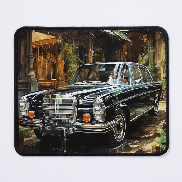 Item preview, Vintage Black Luxury Car In Charming Old Street designed and sold by RevUpDesign.