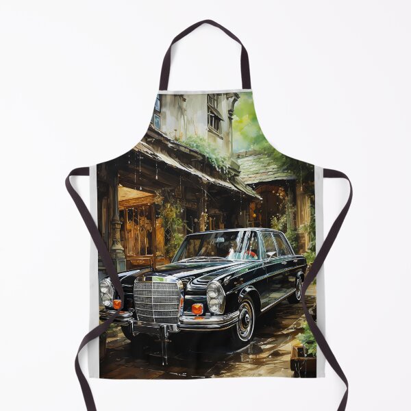 Item preview, Vintage Black Luxury Car In Charming Old Street designed and sold by RevUpDesign.