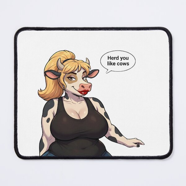 Item preview, Herd You Like Cows – Cute Cow Girl with Blonde Hair and Black Tank Top designed and sold by Trevor Cutler.