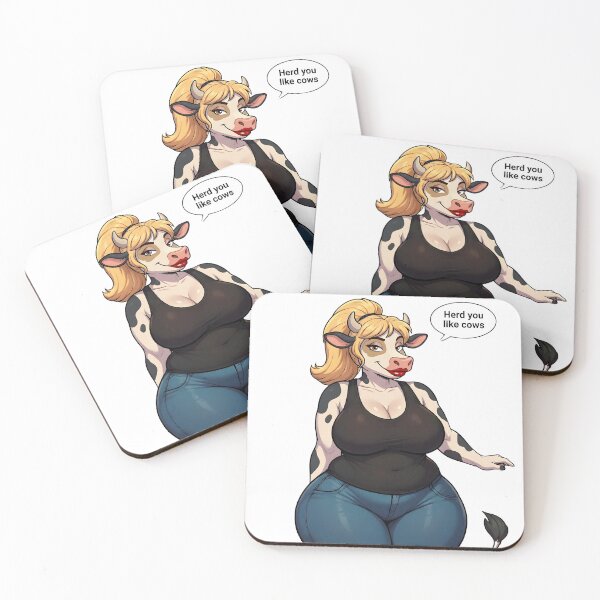 Item preview, Herd You Like Cows – Cute Cow Girl with Blonde Hair and Black Tank Top designed and sold by Trevor Cutler.