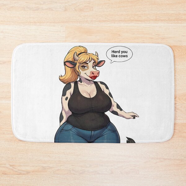 Item preview, Herd You Like Cows – Cute Cow Girl with Blonde Hair and Black Tank Top designed and sold by Trevor Cutler.