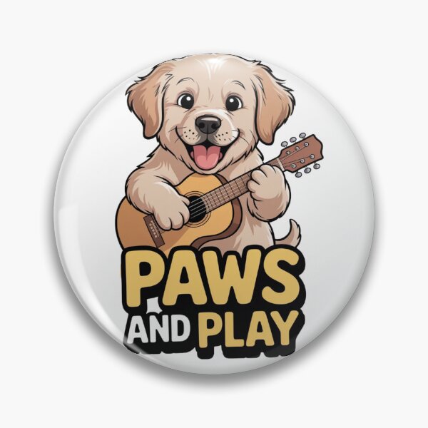 Item preview, Golden Retriever Dog Playing Guitar - Paws and Play Illustration designed and sold by KETO370.
