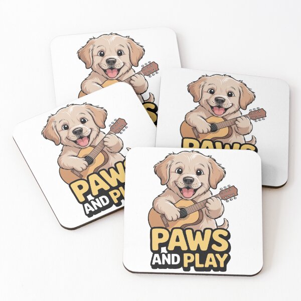 Item preview, Golden Retriever Dog Playing Guitar - Paws and Play Illustration designed and sold by KETO370.
