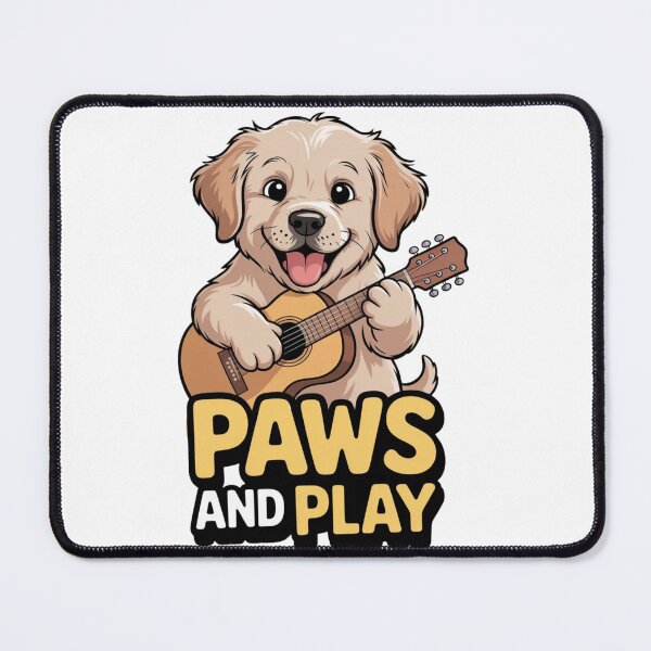 Item preview, Golden Retriever Dog Playing Guitar - Paws and Play Illustration designed and sold by KETO370.