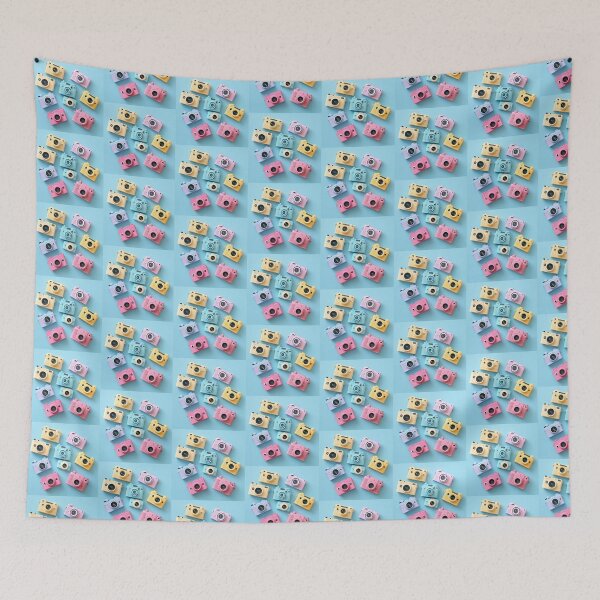 Item preview, Colorful Retro Cameras Flat Lay Pastel Photography Aesthetic Design designed and sold by onubi.