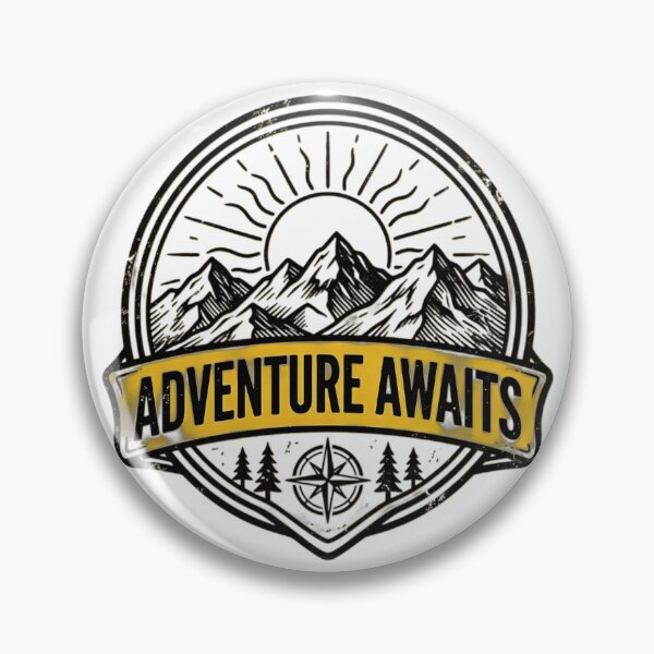 Item preview, Vintage Adventure Awaits Mountain Badge Illustration designed and sold by aashcreat.