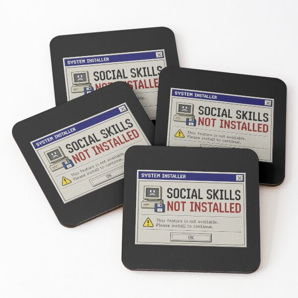 Item preview, Social Skills Not Installed – Retro Computer Error Humor Design designed and sold by Mad Factory Designs.